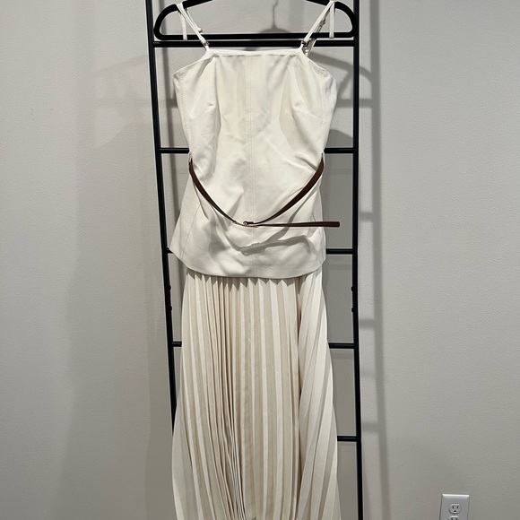 Tailored Crepe Bandeau Pleated Full Skirted Maxi Dress - Picture 4 of 9